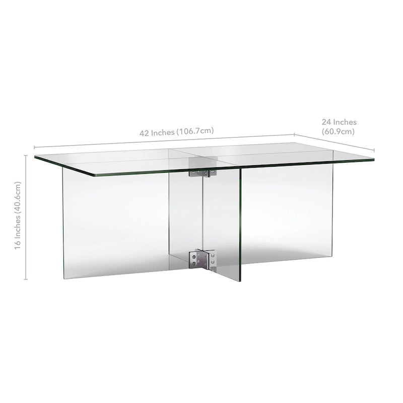 Table basse en verre trempé avec cadre en métal