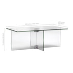 Table basse en verre trempé avec cadre en métal