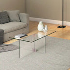 Table basse en verre trempé avec cadre en métal