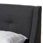 Lit plateforme contemporain en tissu avec tête de lit ailée