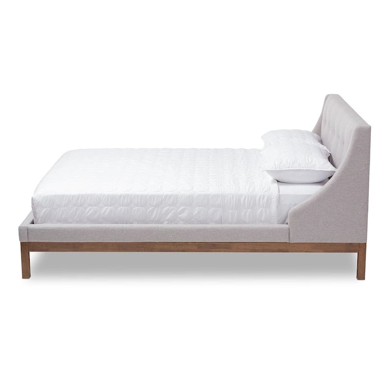 Lit plateforme contemporain en tissu avec tête de lit ailée