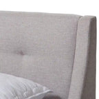 Lit plateforme contemporain en tissu avec tête de lit ailée