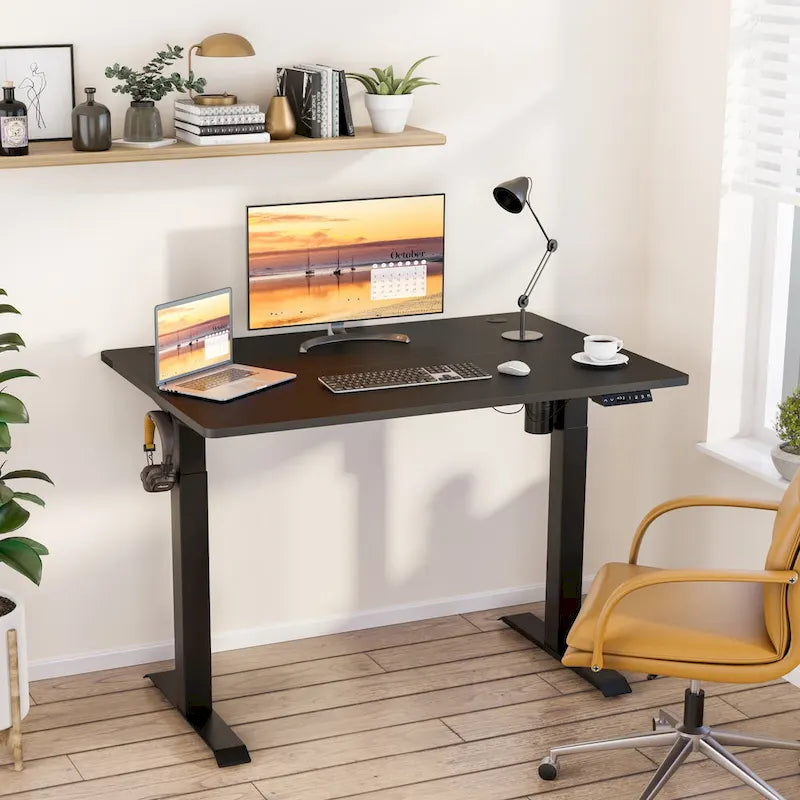 Bureau debout électrique réglable en hauteur avec plateau divisé
