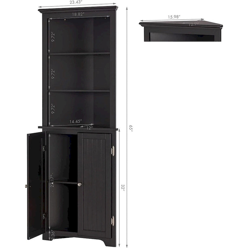 Meuble d'angle haut avec portes et étagères réglables