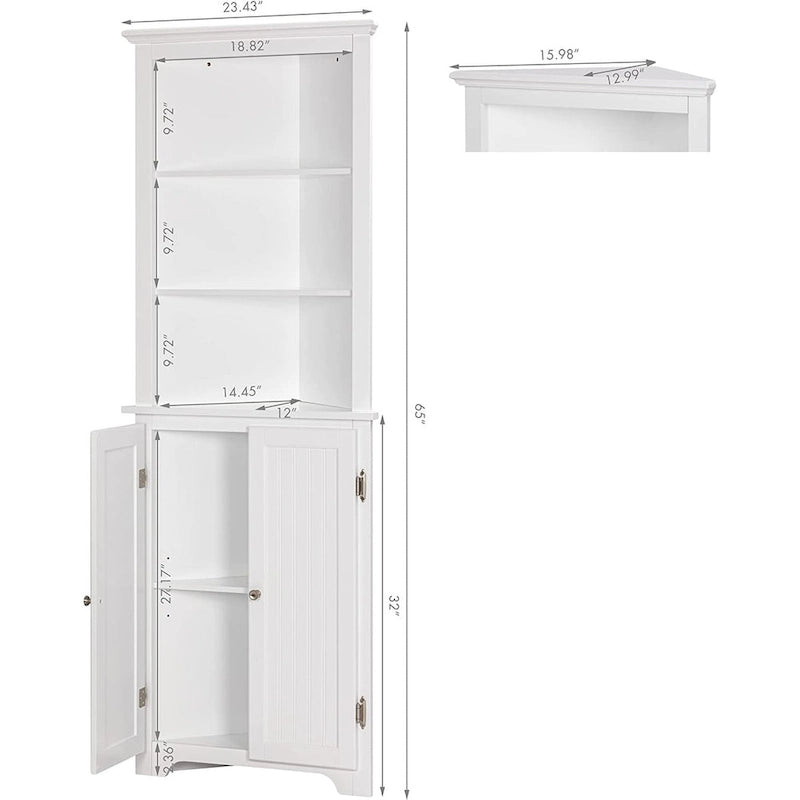 Meuble d'angle haut avec portes et étagères réglables