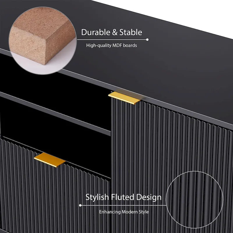 Ensemble meuble TV mural 4 pièces avec 13 étagères, 8 tiroirs et 2 placards – Meuble de rangement multimédia