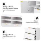 Ensemble meuble TV mural 4 pièces avec 13 étagères, 8 tiroirs et 2 placards – Meuble de rangement multimédia