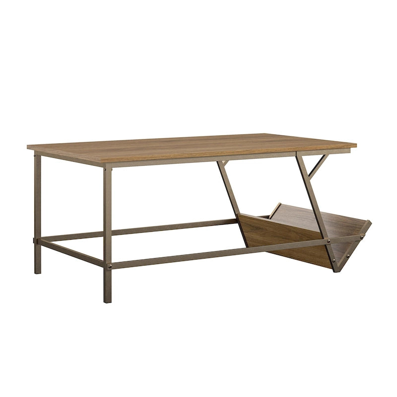 Table basse moderne du milieu du siècle avec étagère latérale