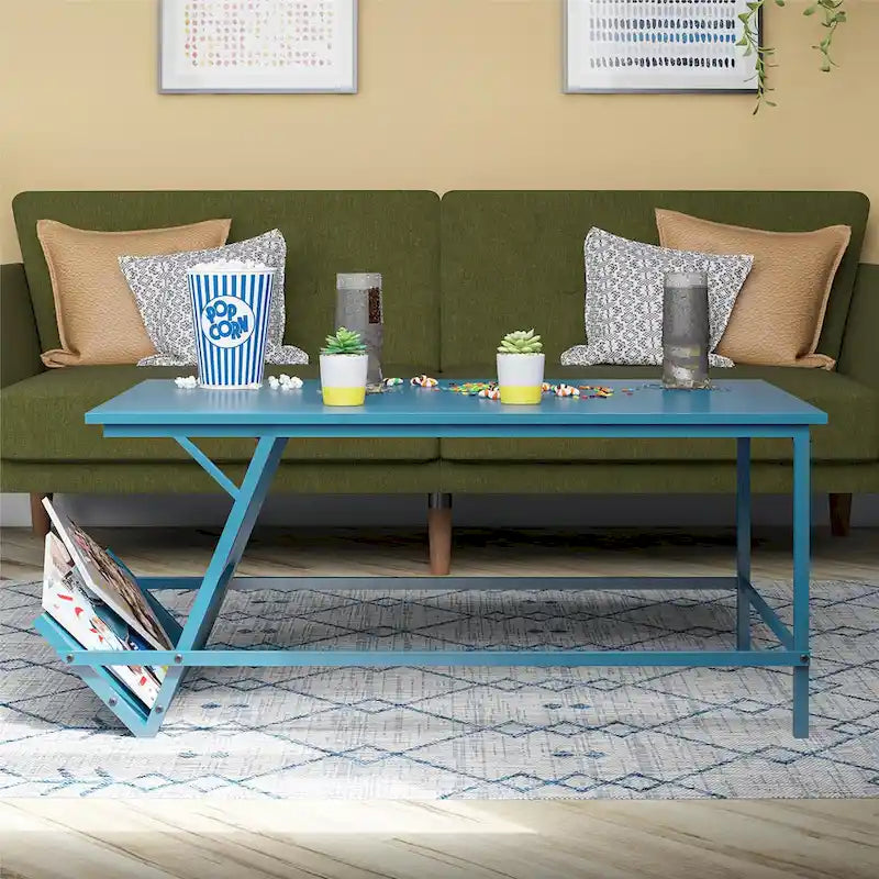 Table basse moderne du milieu du siècle avec étagère latérale