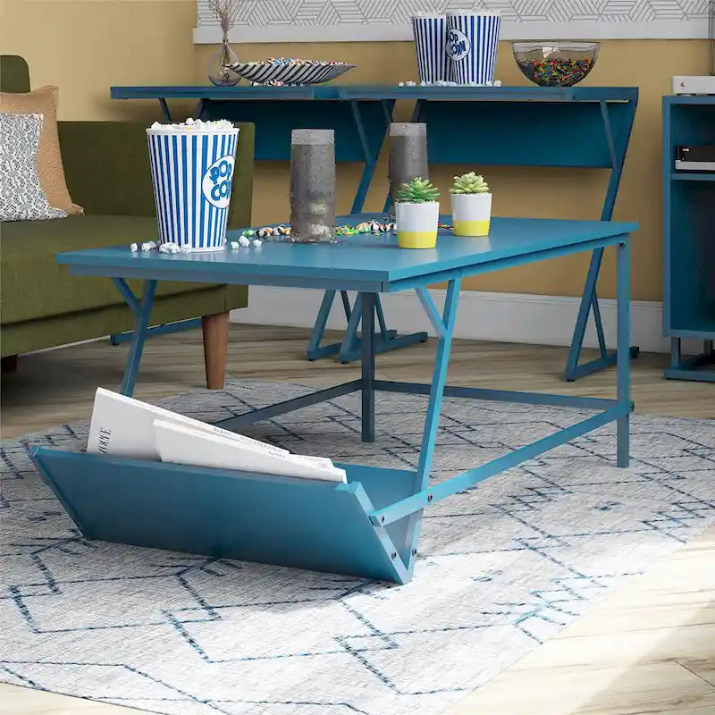 Table basse moderne du milieu du siècle avec étagère latérale