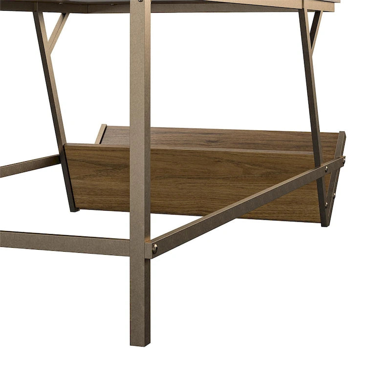 Table basse moderne du milieu du siècle avec étagère latérale