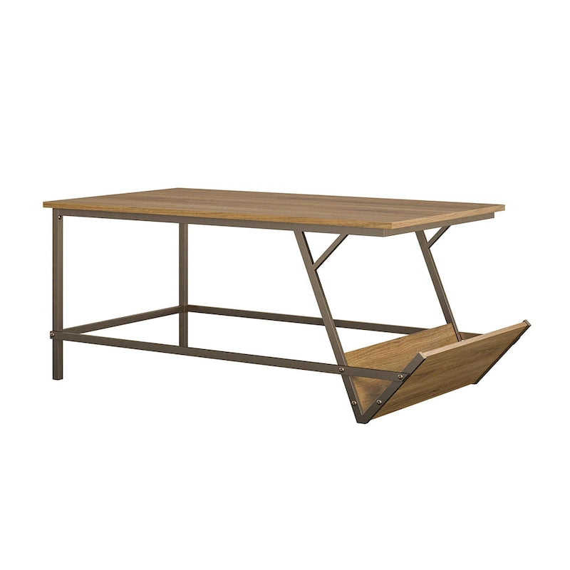 Table basse moderne du milieu du siècle avec étagère latérale