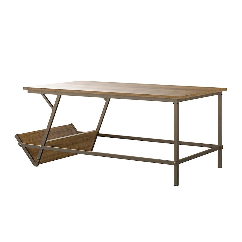 Table basse moderne du milieu du siècle avec étagère latérale