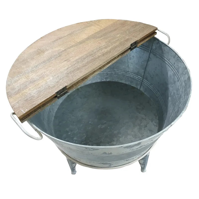 Table basse relevable ronde de 66 cm avec base en fer