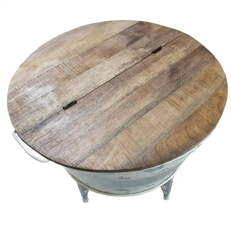Table basse relevable ronde de 66 cm avec base en fer