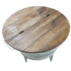 Table basse relevable ronde de 66 cm avec base en fer