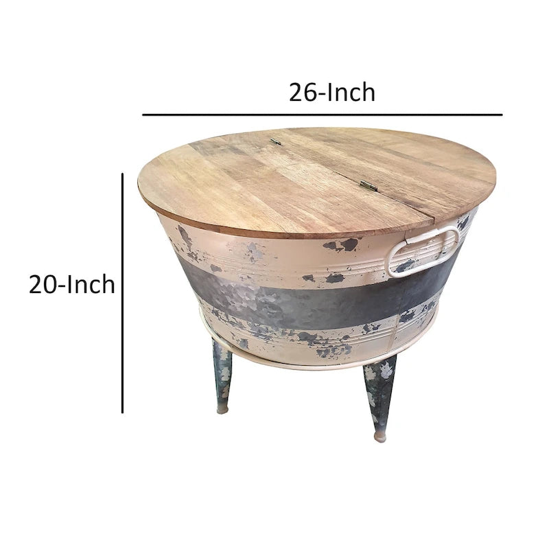Table basse relevable ronde de 66 cm avec base en fer