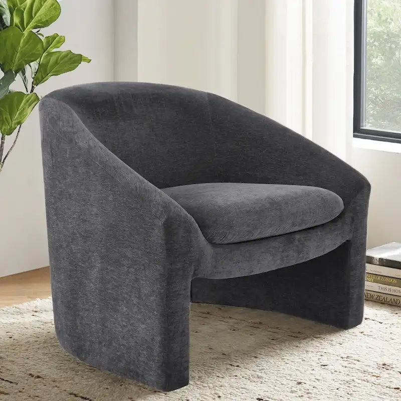 Fauteuil d'appoint rembourré de style tonneau