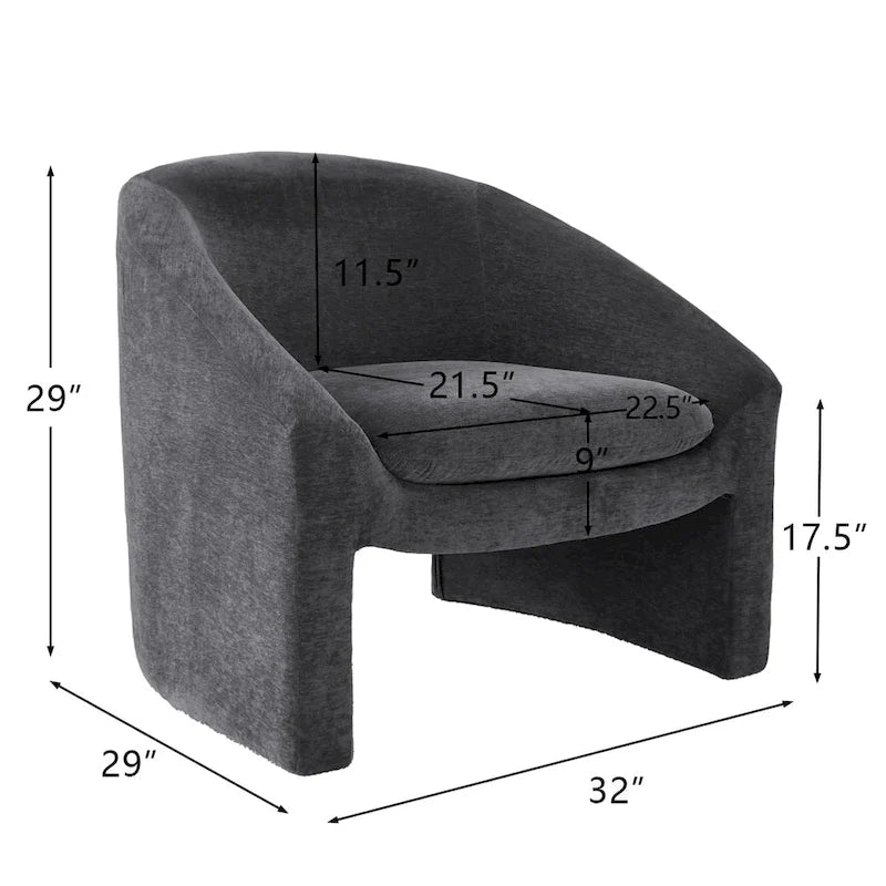 Fauteuil d'appoint rembourré de style tonneau