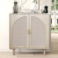Meuble de rangement bas avec portes en rotin – 75 cm (L) x 40 cm (l) x 80 cm (H)