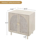 Meuble de rangement bas avec portes en rotin – 75 cm (L) x 40 cm (l) x 80 cm (H)