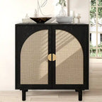 Meuble de rangement bas avec portes en rotin – 75 cm (L) x 40 cm (l) x 80 cm (H)