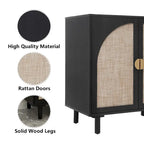 Meuble de rangement bas avec portes en rotin – 75 cm (L) x 40 cm (l) x 80 cm (H)