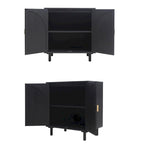 Meuble de rangement bas avec portes en rotin – 75 cm (L) x 40 cm (l) x 80 cm (H)