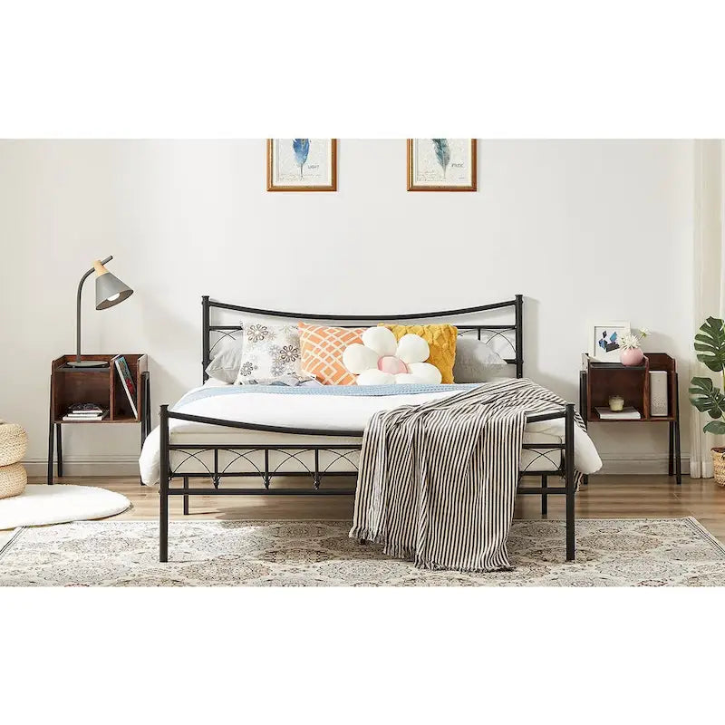Lot de 2 tables de chevet de style industriel avec étagères de rangement - Marron