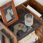 Lot de 2 tables de chevet de style industriel avec étagères de rangement - Marron
