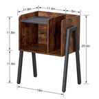 Lot de 2 tables de chevet de style industriel avec étagères de rangement - Marron