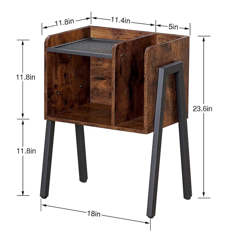 Lot de 2 tables de chevet de style industriel avec étagères de rangement - Marron