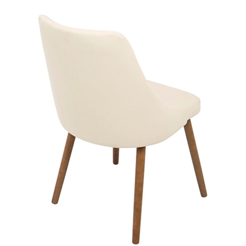 Chaise de salle à manger en similicuir matelassé, couleur noyer et crème