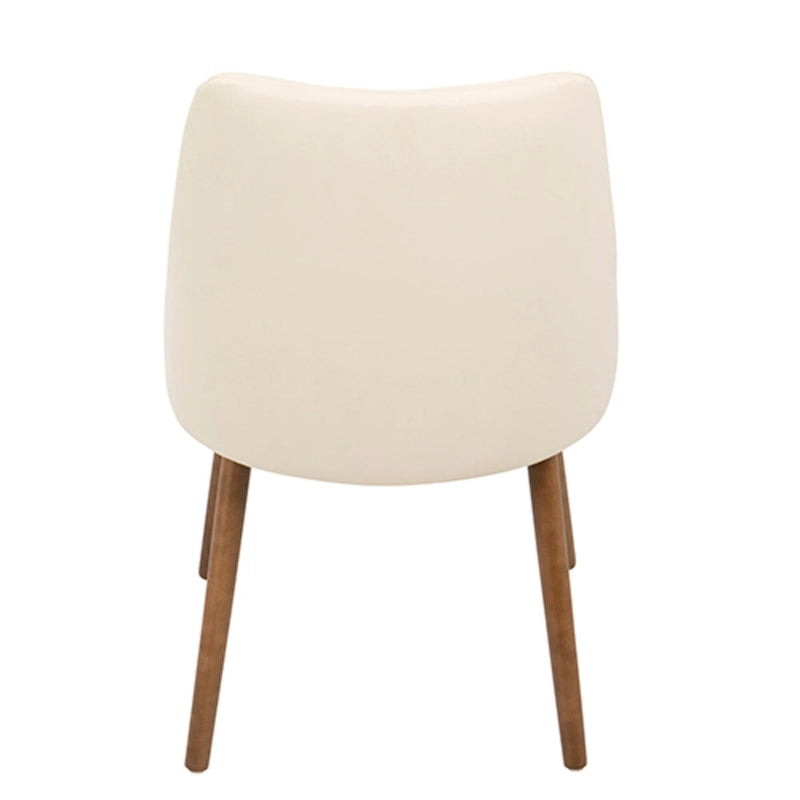 Chaise de salle à manger en similicuir matelassé, couleur noyer et crème
