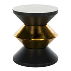 Table d'appoint Margunde noire et dorée avec plateau en pierre – 36,3 cm x 36,3 cm x 38,1 cm H