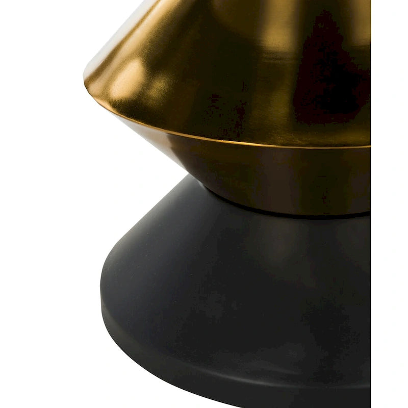 Table d'appoint Margunde noire et dorée avec plateau en pierre – 36,3 cm x 36,3 cm x 38,1 cm H