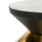 Table d'appoint Margunde noire et dorée avec plateau en pierre – 36,3 cm x 36,3 cm x 38,1 cm H