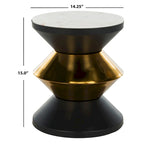 Table d'appoint Margunde noire et dorée avec plateau en pierre – 36,3 cm x 36,3 cm x 38,1 cm H