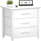 Commode de rangement en tissu à 3 tiroirs avec plateau en bois