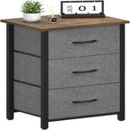 Commode de rangement en tissu à 3 tiroirs avec plateau en bois