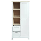 Armoire de rangement de chambre à coucher avec tringles de suspension, 2 tiroirs et étagères ouvertes