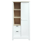 Armoire de rangement de chambre à coucher avec tringles de suspension, 2 tiroirs et étagères ouvertes