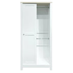 Armoire de rangement de chambre à coucher avec tringles de suspension, 2 tiroirs et étagères ouvertes