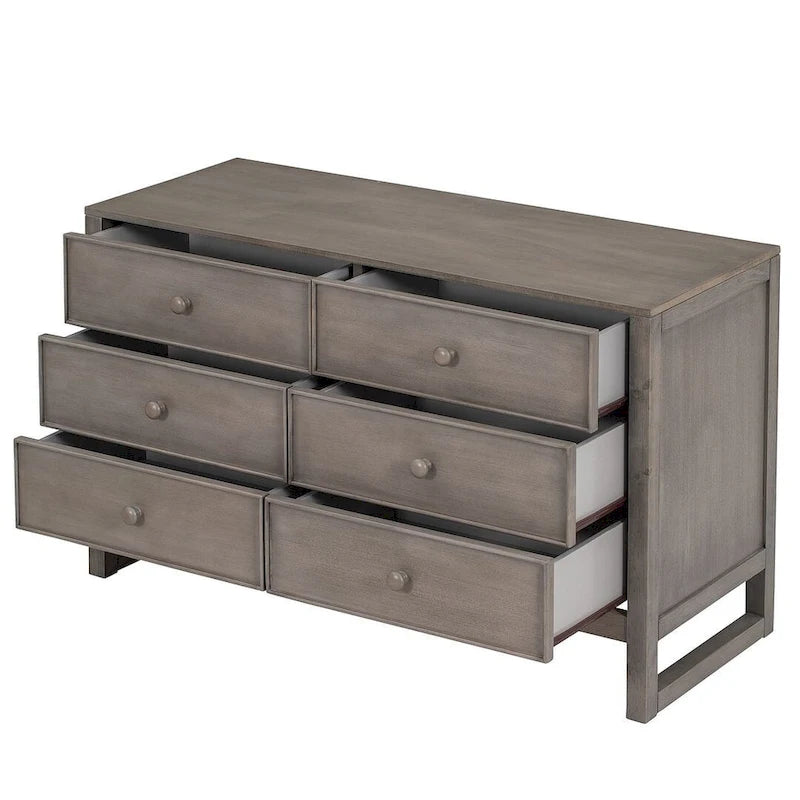 Commode en bois à 6 tiroirs avec rangement