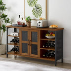Meuble de bar à vin avec porte-bouteilles et porte-verres, 140 cm (L) x 35 cm (P) x 77 cm (H)