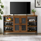 Meuble de bar à vin avec porte-bouteilles et porte-verres, 140 cm (L) x 35 cm (P) x 77 cm (H)