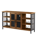 Meuble de bar à vin avec porte-bouteilles et porte-verres, 140 cm (L) x 35 cm (P) x 77 cm (H)