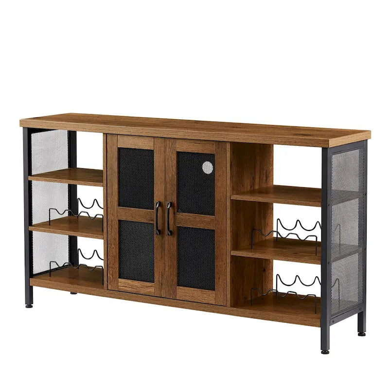 Meuble de bar à vin avec porte-bouteilles et porte-verres, 140 cm (L) x 35 cm (P) x 77 cm (H)