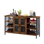 Meuble de bar à vin avec porte-bouteilles et porte-verres, 140 cm (L) x 35 cm (P) x 77 cm (H)