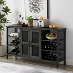 Meuble de bar à vin avec porte-bouteilles et porte-verres, 140 cm (L) x 35 cm (P) x 77 cm (H)